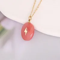 Natural Stone 18K Gold Plated Cross Pendant main image 4