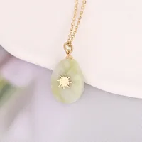 Natural Stone 18K Gold Plated Cross Pendant sku image 2