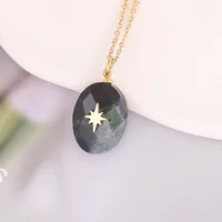 Natural Stone 18K Gold Plated Cross Pendant sku image 3