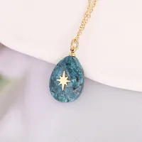 Natural Stone 18K Gold Plated Cross Pendant sku image 4