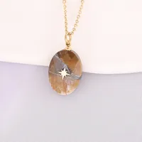 Natural Stone 18K Gold Plated Cross Pendant sku image 9