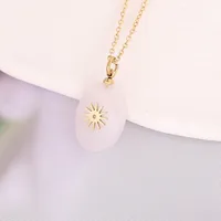 Natural Stone 18K Gold Plated Cross Pendant sku image 10