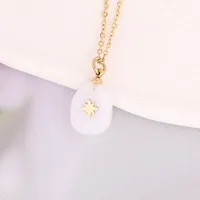 Natural Stone 18K Gold Plated Cross Pendant sku image 15