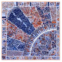 New Style 90cm Twill Silk Square Scarf Geometric Floral Print Silk Scarf Shawl main image 1