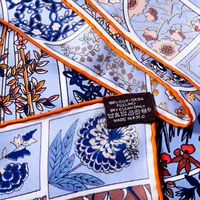 New Style 90cm Twill Silk Square Scarf Geometric Floral Print Silk Scarf Shawl main image 5