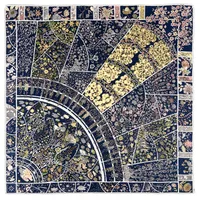 New Style 90cm Twill Silk Square Scarf Geometric Floral Print Silk Scarf Shawl sku image 2
