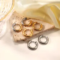 Simple 18k Gold-plated Stainless Steel Jewelry Gold And Silver Hoop Earrings Jewelry main image 5