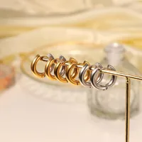 Simple 18k Gold-plated Stainless Steel Jewelry Gold And Silver Hoop Earrings Jewelry main image 4
