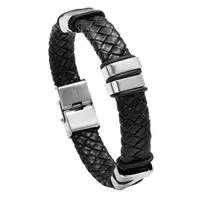Simple Woven Stainless Steel Leather Bracelet Men's Jewelry Bracelet main image 1