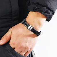 Simple Woven Stainless Steel Leather Bracelet Men's Jewelry Bracelet main image 2