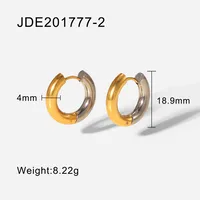 Simple 18k Gold-plated Stainless Steel Jewelry Gold And Silver Hoop Earrings Jewelry sku image 3