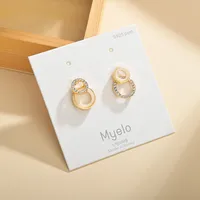 Asymmetric Geometric Diamond-studded Small Earrings main image 2