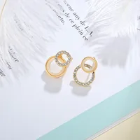 Asymmetric Geometric Diamond-studded Small Earrings main image 3