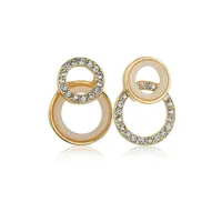 Asymmetric Geometric Diamond-studded Small Earrings main image 5