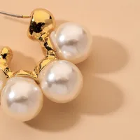 Fashion Geometric Inlaid Pearls Alloy Artificial Gemstones Earrings main image 4