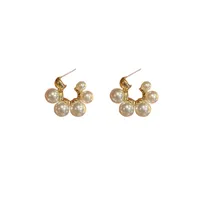 Fashion Geometric Inlaid Pearls Alloy Artificial Gemstones Earrings main image 5