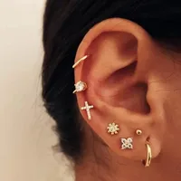 New Creative Retro Full Diamond Cross Alloy Ear Clip Set main image 1