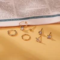New Creative Retro Full Diamond Cross Alloy Ear Clip Set main image 2
