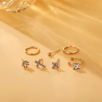 New Creative Retro Full Diamond Cross Alloy Ear Clip Set main image 4