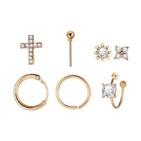 New Creative Retro Full Diamond Cross Alloy Ear Clip Set main image 5