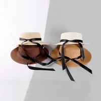 Knotted Ribbon Outdoor Sunscreen Straw Hat main image 2