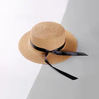 Knotted Ribbon Outdoor Sunscreen Straw Hat main image 4