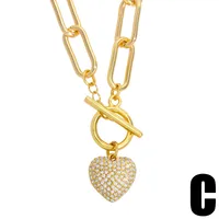 Fashion Heart Copper 18k Gold Plated Necklace In Bulk main image 4