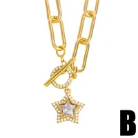 Fashion Heart Copper 18k Gold Plated Necklace In Bulk sku image 2