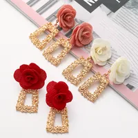 Fashion Chiffon Cloth Lace Flower Multi-layer Earrings main image 3