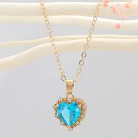 Simple Heart-shaped Pendant Crystal Necklace sku image 2