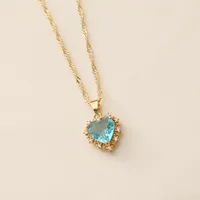 Full Diamond Zircon Heart Necklace main image 2