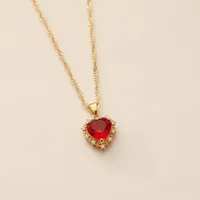 Full Diamond Zircon Heart Necklace main image 4