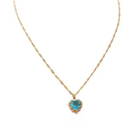 Full Diamond Zircon Heart Necklace sku image 2