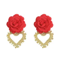 Heart-shaped Fabric Flower Earrings main image 1