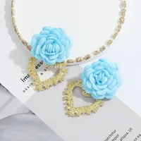 Heart-shaped Fabric Flower Earrings main image 3