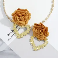 Heart-shaped Fabric Flower Earrings main image 4