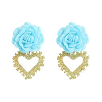 Heart-shaped Fabric Flower Earrings sku image 5