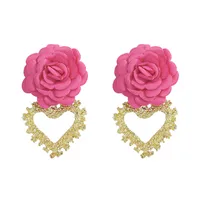 Heart-shaped Fabric Flower Earrings sku image 6
