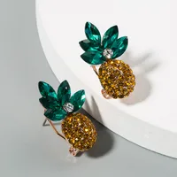 Korean Pineapple Alloy Color Rhinestone Earrings main image 1