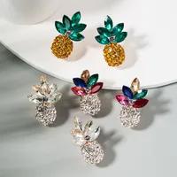 Korean Pineapple Alloy Color Rhinestone Earrings main image 2