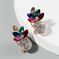 Korean Pineapple Alloy Color Rhinestone Earrings main image 3