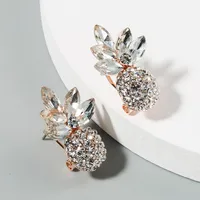Korean Pineapple Alloy Color Rhinestone Earrings main image 4