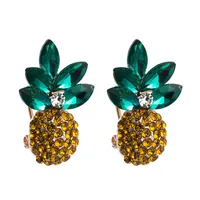 Korean Pineapple Alloy Color Rhinestone Earrings main image 5