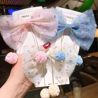 Children's Colorful Pink Dot Gauze Big Bow Hair Clip main image 1