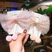 Children's Colorful Pink Dot Gauze Big Bow Hair Clip main image 2