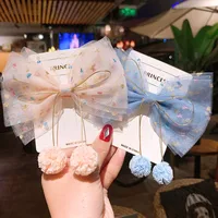 Children's Colorful Pink Dot Gauze Big Bow Hair Clip main image 4