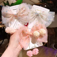 Children's Colorful Pink Dot Gauze Big Bow Hair Clip main image 5
