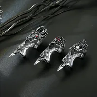Retro Dragon Head Skull Long Metal Ring main image 2
