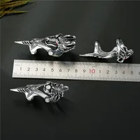 Retro Dragon Head Skull Long Metal Ring main image 3