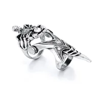 Retro Dragon Head Skull Long Metal Ring main image 5